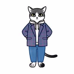 Hachiwale in a jacket.