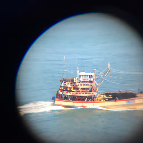 Boat through Binoculars 
