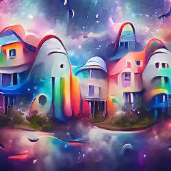 colored houses ... above or under water ...who knows