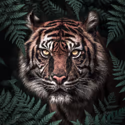 Tiger Hide in Forest