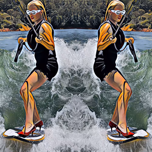 WakeSurfing in Heels #2 by Jennifer Zemp