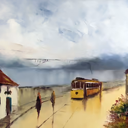 Porto "Eletrico" Car pastel paiting