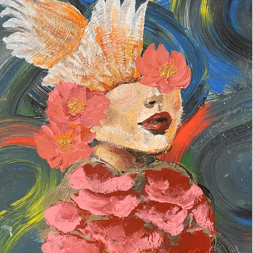 La femme et fleurs 