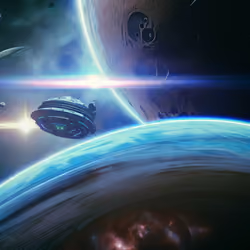 Alien Space ship by the Moon