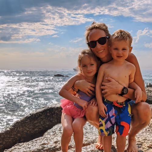 Nicole, Olivia and Rex at Clifton, April 2021