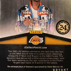 Kobe Bryant 2001- 2002 Panini 2013 