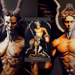 Tarot cards - XV Major Arcana "Addiction / Baphomet" (deck CIRCLE OF WHITE)