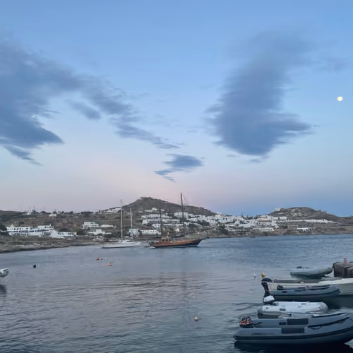 Evening moon in Mykonos