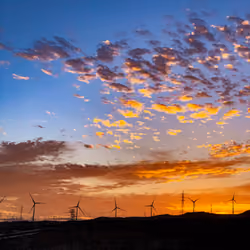 sunset over tenerife windmills