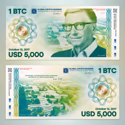 1 BTC - USD 5,000 Bill - Bill Gates