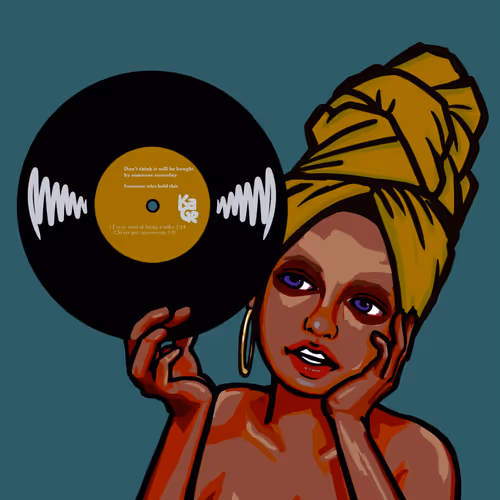 a vinyl record and a girl (Don't think it will be bought by someone someday)