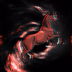 Red horse jumping into the sky