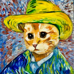 Party Cat Van Gogh Style 