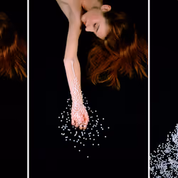 Woman with pearls tryptic