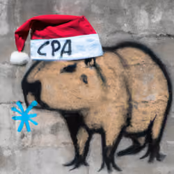 Capybara in xmas hat