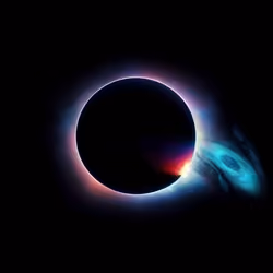 Solar Eclipse Red & Blue Star Art