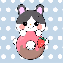KOF-Rabbit hugging strawberry donuts