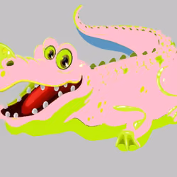 Pink-green crocodile #48