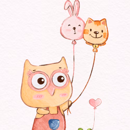 Owl Playing Balloon