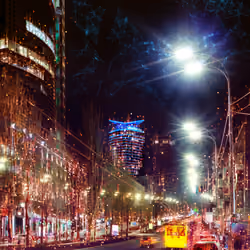 Night Kyiv, Lesia Ukrainka Boulevard.