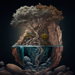 water plants rocks trees