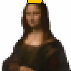 Pixelated Regal Mona Lisa w Golden Crown on Top