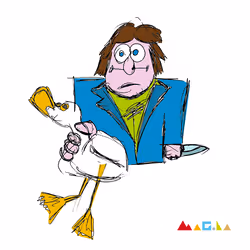 MAN AND DUCK JUST BEFORE .. (COLOR)