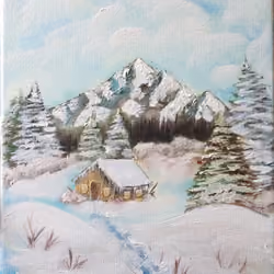 Cottage in a snowy mountains