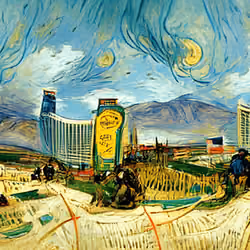 Las Vegas, NV cityscape with a Starry Night style