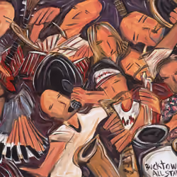 Bucktown Allstars live painting at Rock-N-Bowl