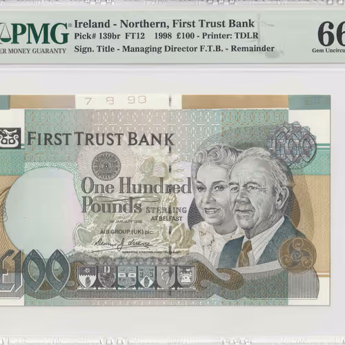 1998 Northern Ireland 100 Pounds Pick# 139br & Printer's Remnants