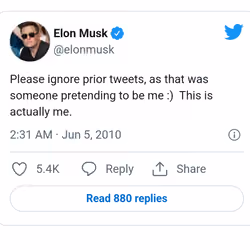 Elon Musk First Tweet on Twitter