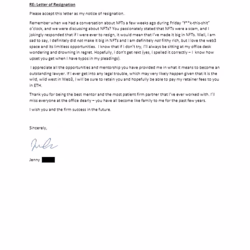 Resignation Letter