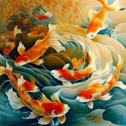 The Dance of the Golden Carp in the Crystal Stream