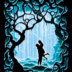 Couple in The Colorful Enchanted Forest (Sky Blue)