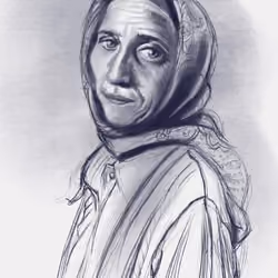 Old Woman in lines and patterns