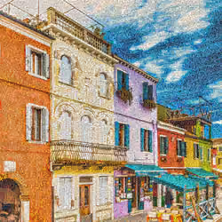 scenic view of the colorful houses of Burano Island, in Venice in Italy.