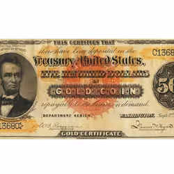USA 1882 $500 Gold Certificate