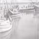 BW Black White Photo boats along the dock OldtimeNFTs.com