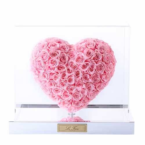 Preserved Rose – 3D Heart Shape (Light Pink)
