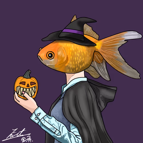 goldfish face girl　「Halloween」　eggplant dark blue