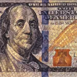 One Hundred Dollars in mosaic.