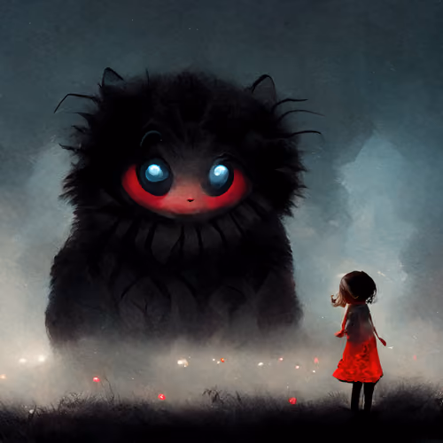 zerosan illustration #3 - little girl and monster