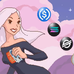 Spining Gif Crypto Coins - USDC, Solana, Stellar, Wrapped BTC Set 4 - Pink Clouds Spinning Animation
