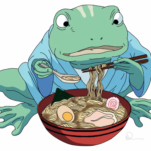 Aogaeru Eating Ramen