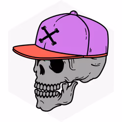 Skull with HAT - Light Red and Purple