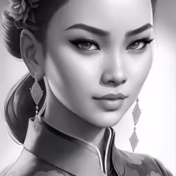 sketch portrait of a asian woman