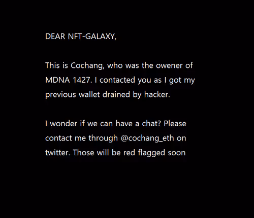 Cochang's letter