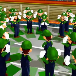 Luigis Doing Yoga In Mushroom City