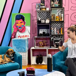 Puppy being interviewed by Sasha Prachas